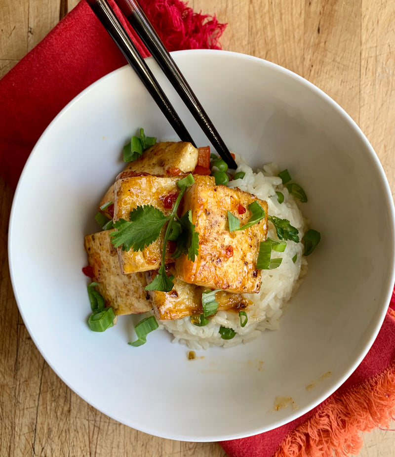 Apricot Pepper Glazed Tofu