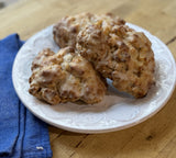 Apple Fritter Scones, glazed and craggy
