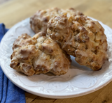 Apple Fritter Scones close-up, glazed